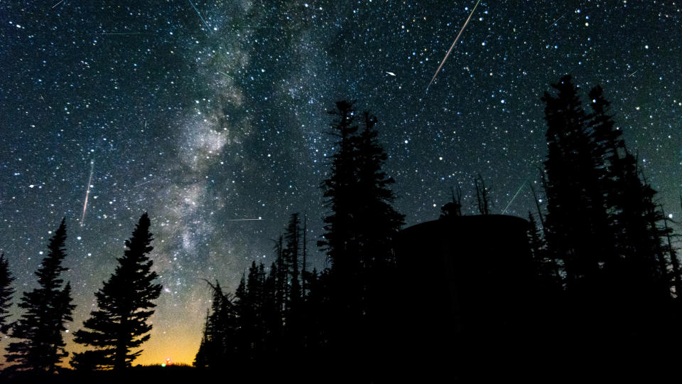 Perseid meteor shower with the Milky Way galaxy