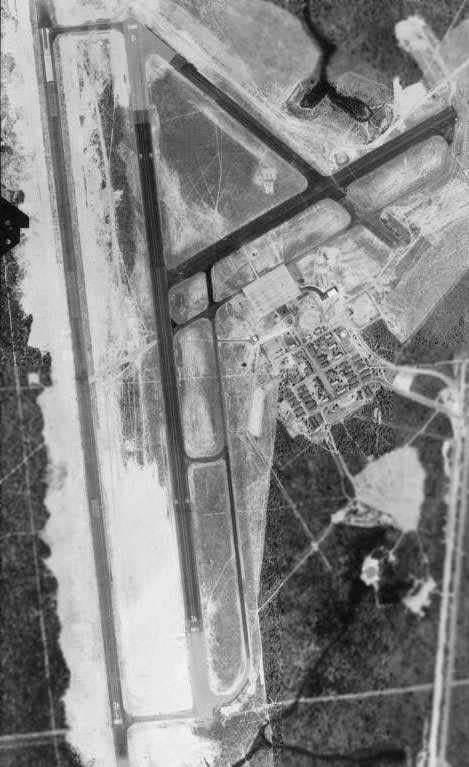 An April 14, 1955, U.S. Government aerial photo of Eglin Aux #2.