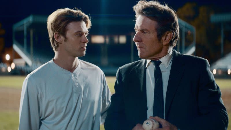 Colin Ford (left) as Rickey Hill and Dennis Quaid (right) as James Hill in the film ‘The Hill.’