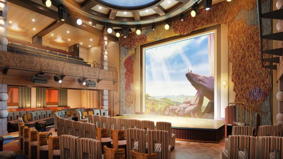 Artist rendering of the Sarabi entertainment venue on the Disney Treasure ship.