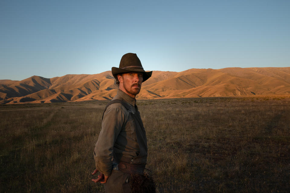 Cumberbatch plays gritty rancher Phil Burbank in The Power Of The Dog (Kirsty Griffin/Netflix/PA)