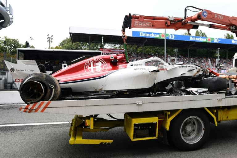 Marcus Ericsson's damaged Sauber did not make it back to the pits under its own power