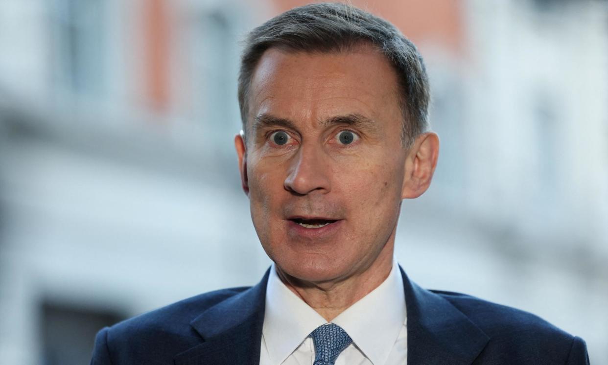 <span>Jeremy Hunt is due to deliver the spring budget on Wednesday.</span><span>Photograph: Isabel Infantes/Reuters</span>