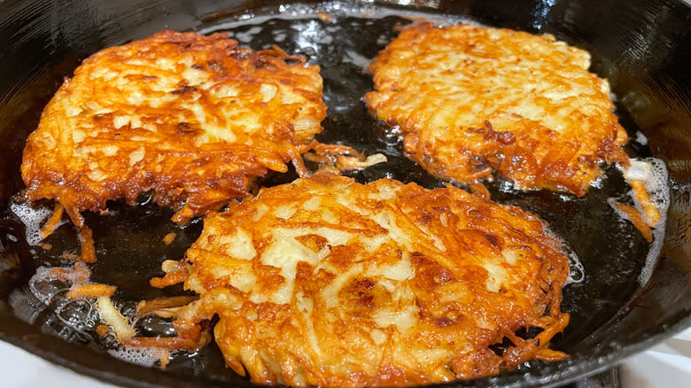 Hash browns in a skillet