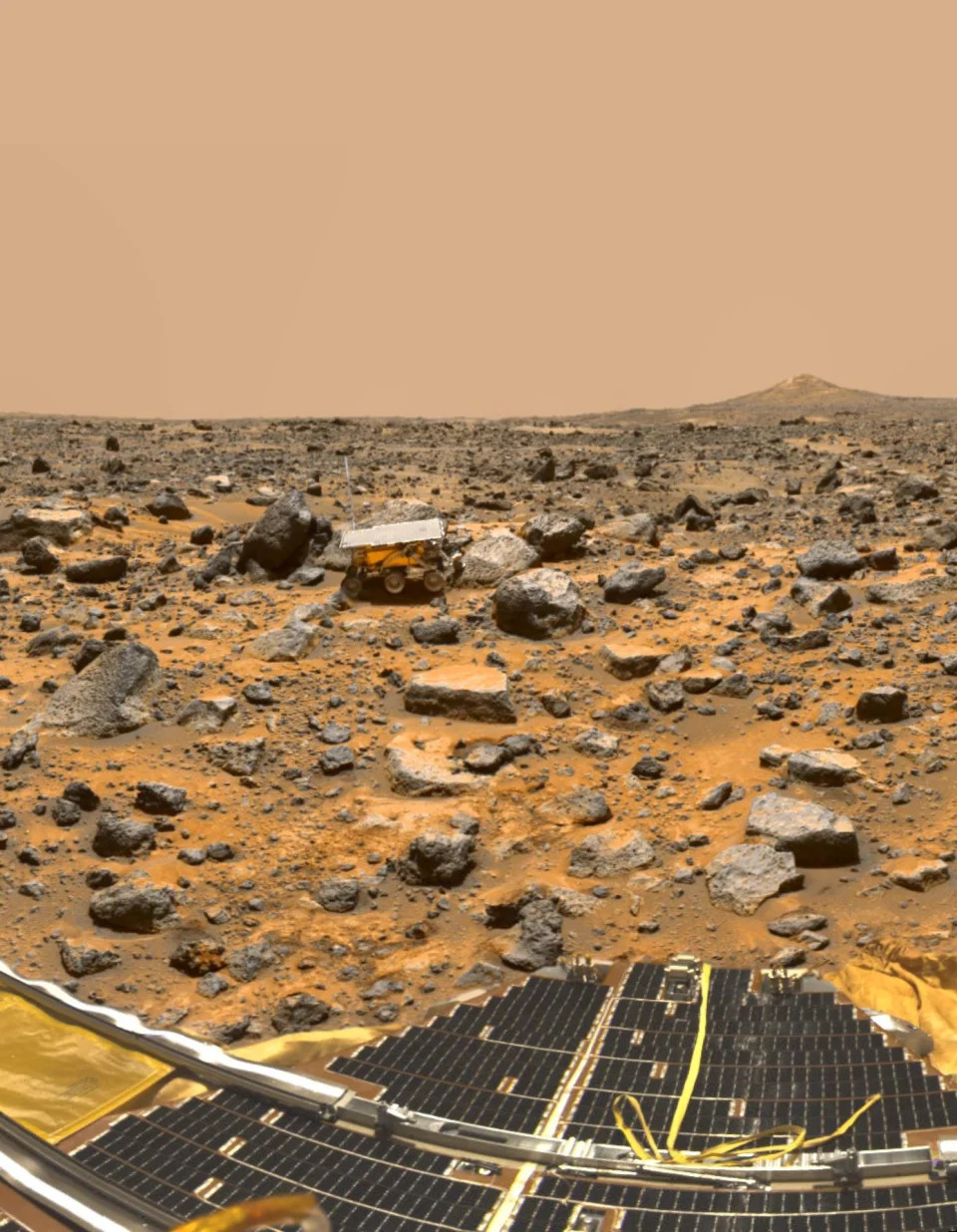 Rocks on Mars and a small rover