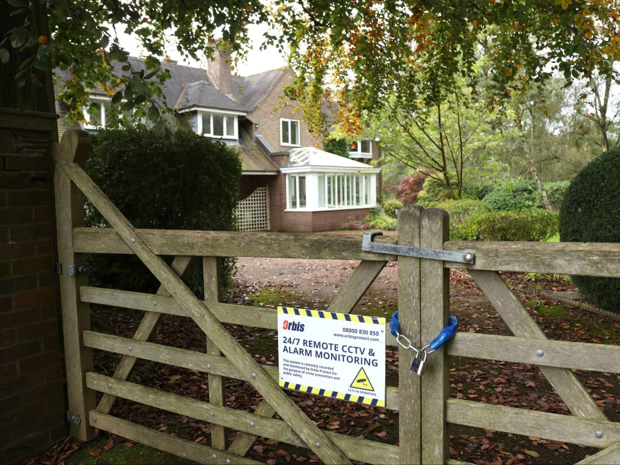 A padlock on the gates of a house on Heath Road, Whitmore Heath in the West Midlands, where 70% of homes have been purchased for HS2 (PA)