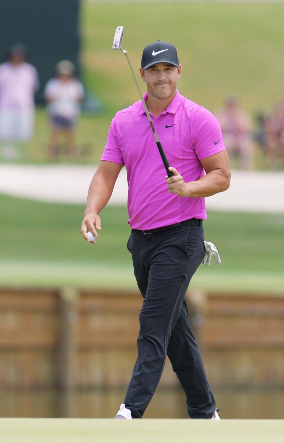Brooks Koepka smiles for the TPC Sawgrass fans during his 63 in the final round of the 2018 Players Championship.