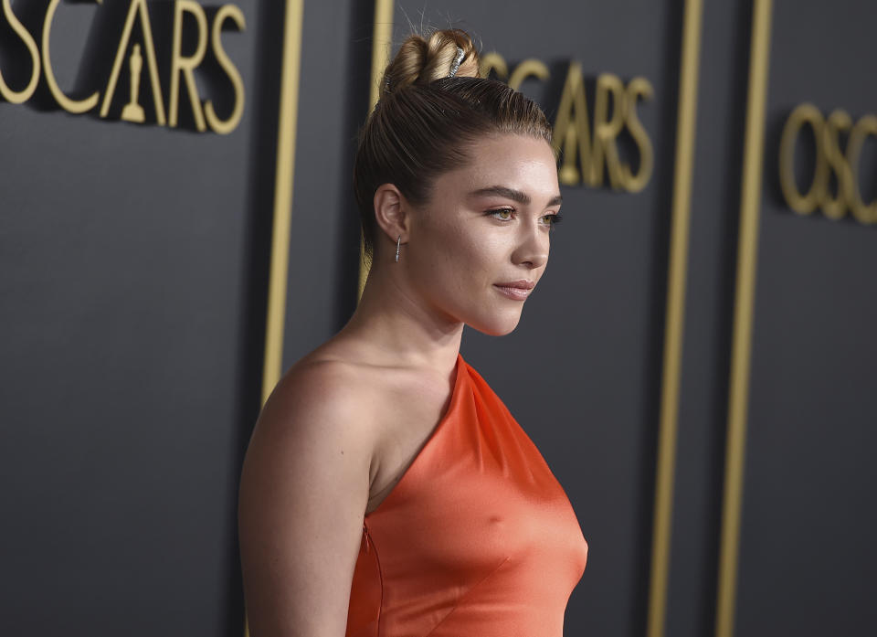 Florence Pugh arrives at the 92nd Academy Awards Nominees Luncheon at the Loews Hotel on Monday, Jan. 27, 2020, in Los Angeles. (Photo by Jordan Strauss/Invision/AP)