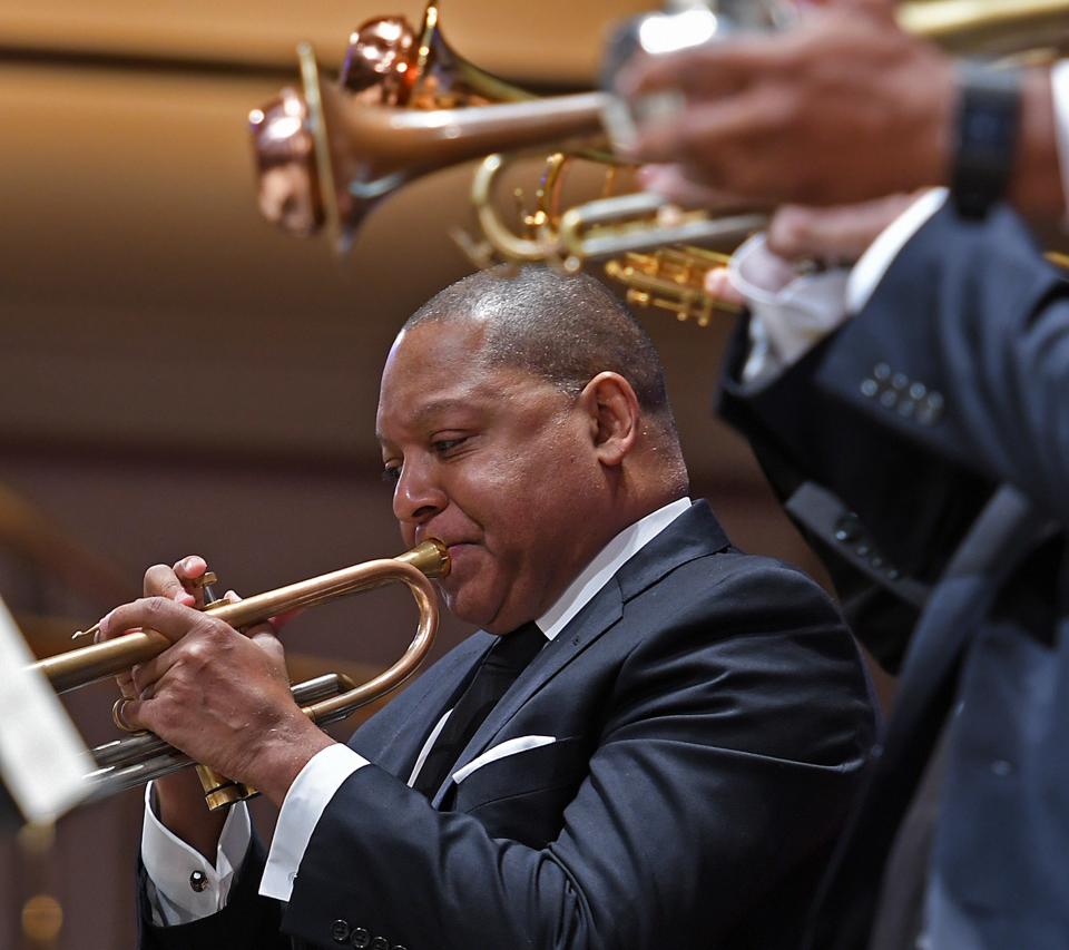 Wynton Marsalis performed with the Jazz at Lincoln Center Orchestra at Mechanics Hall in January 2020.