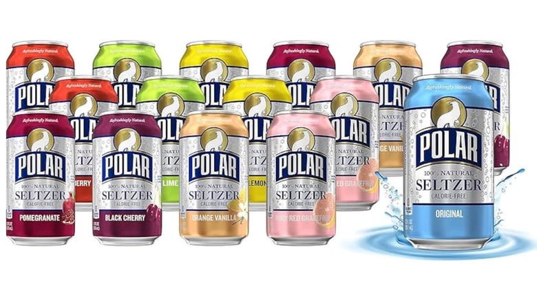 Polar seltzer cans in rows