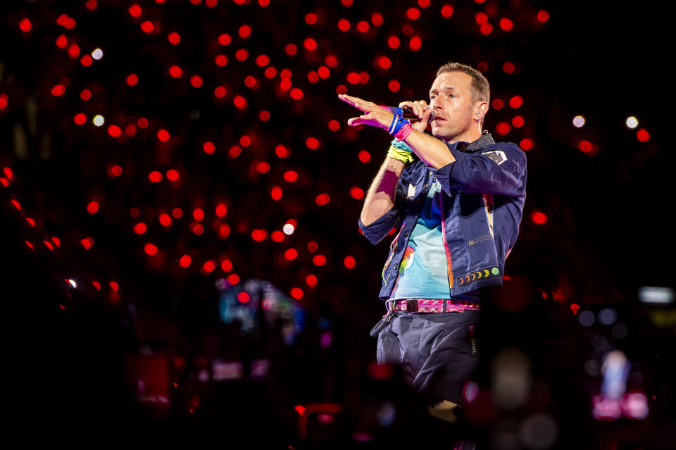 Chris Martin of the group Coldplay performs at Stadio Olimpico in Rome