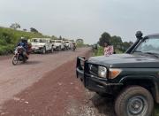 Peacekeepers serving in MONUSCO secure the scene where the Italian ambassador to Democratic Republic of Congo Luca Attanasio was killed in Ruhimba village