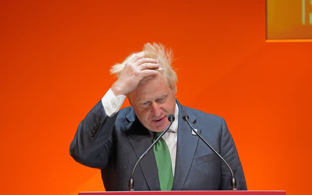 Prime Minister Boris Johnson speaking at the the Commonwealth Business Forum at the ICC in Birmingham last month. (Photo: Peter Byrne via PA Wire/PA Images)