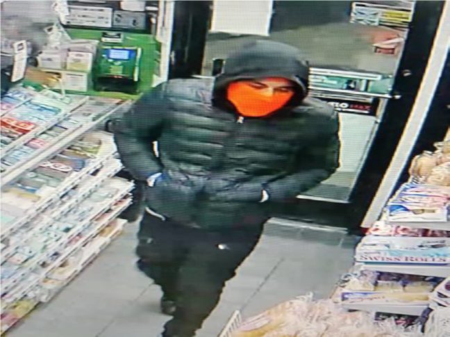 One of two men being sought in the assault and robbery of a convenience store clerk in Toms River on Jan. 18, 2022.