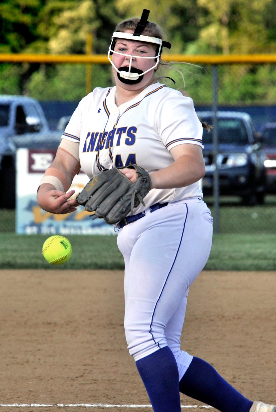 Sussex Central pitcher Madge Layfield.