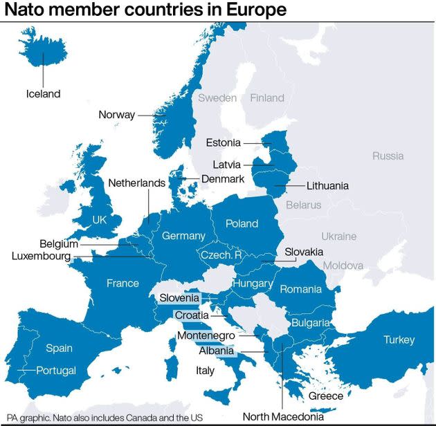 Nato member countries in Europe. (Photo: PA Graphics via PA Graphics/Press Association Images)
