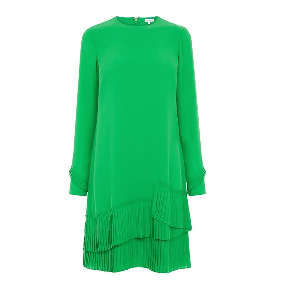 Pleated Hem Shift Dress