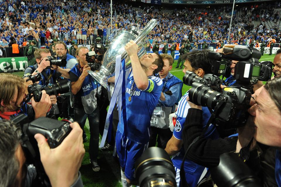 Golden moment: Frank Lampard lifts the European Cup in Munich for Chelsea