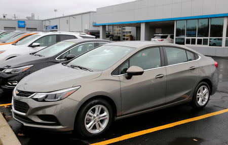 A Chevrolet Cruze is seen on the sales lot of an auto dealership in Royal Oak, Michigan, U.S. November 26, 2018. REUTERS/Rebecca Cook