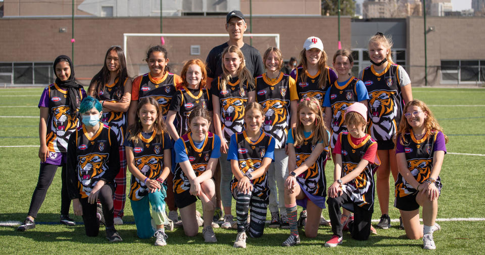 GALS students in Denver play Australian rules football. (Courtesy Sara Edwards Rohner)
