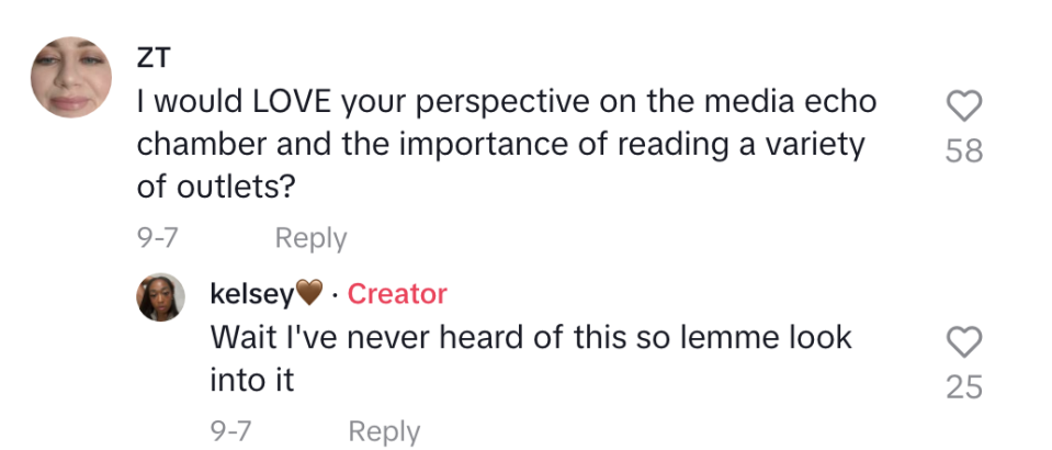 commenter asking how kelsey feels about the media echo chamber