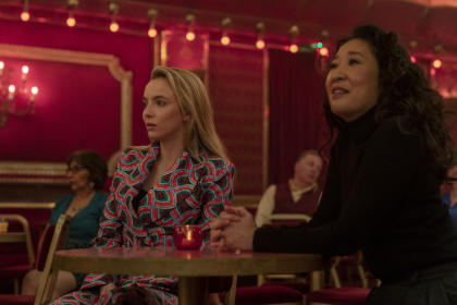 Jodie Comer as Villanelle, Sandra Oh as Eve Polastri - Killing Eve _ Season 3, Episode 8 - Photo Credit: Laura Radford/BBCAmerica/Sid Gentle