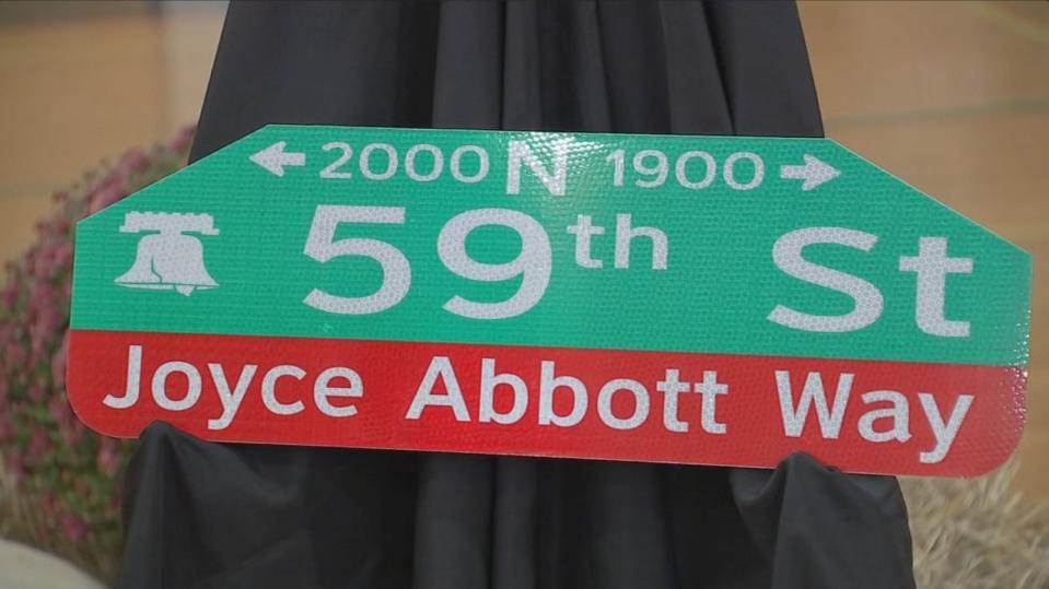 PHOTO: The School District of Philadelphia honored Joyce Abbott by naming a street after her, Sept. 26, 2023, in Philadelphia. (WPVI)