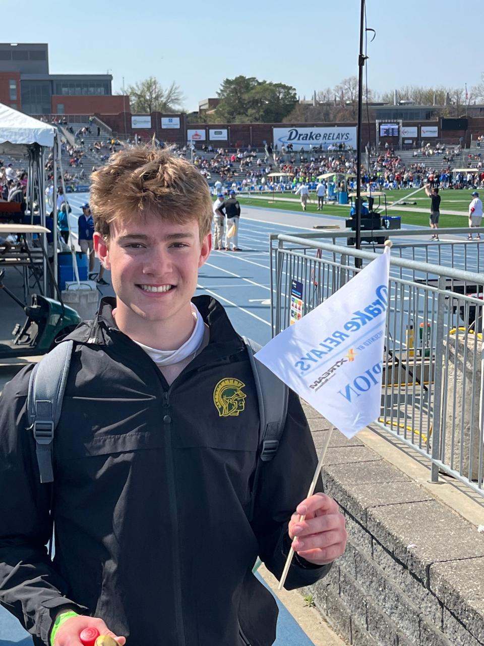 Iowa City West's Aidan Jacobsen pictured at the 2023 Drake Relays in Ames, Iowa.