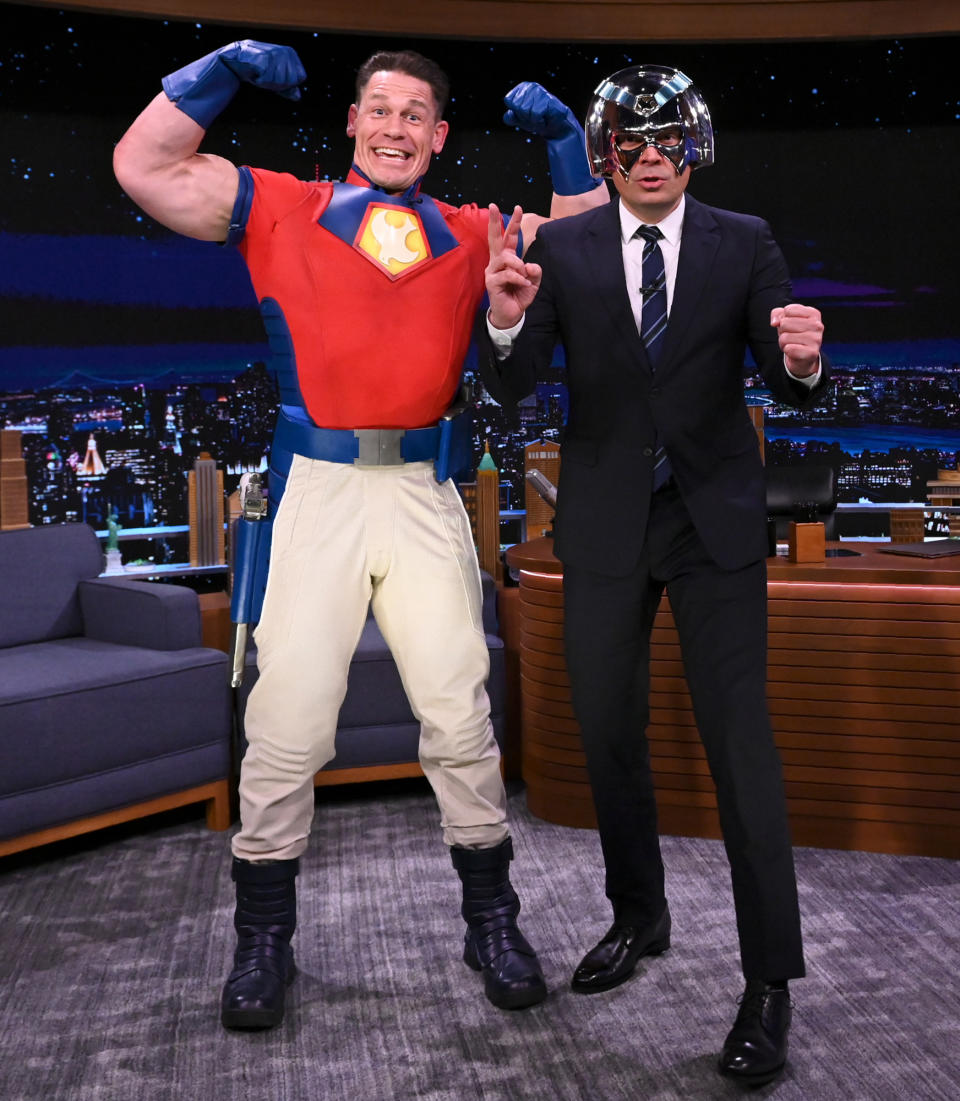 <p>Peacemaker (John Cena) stops by <em>The Tonight Show Starring Jimmy Fallon</em> on Jan. 10 in N.Y.C.</p>