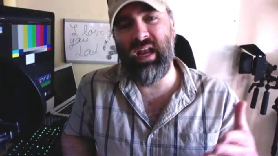 A screen capture of Jason Nassr in a livestream on his YouTube channel, Creeper Hunter TV.