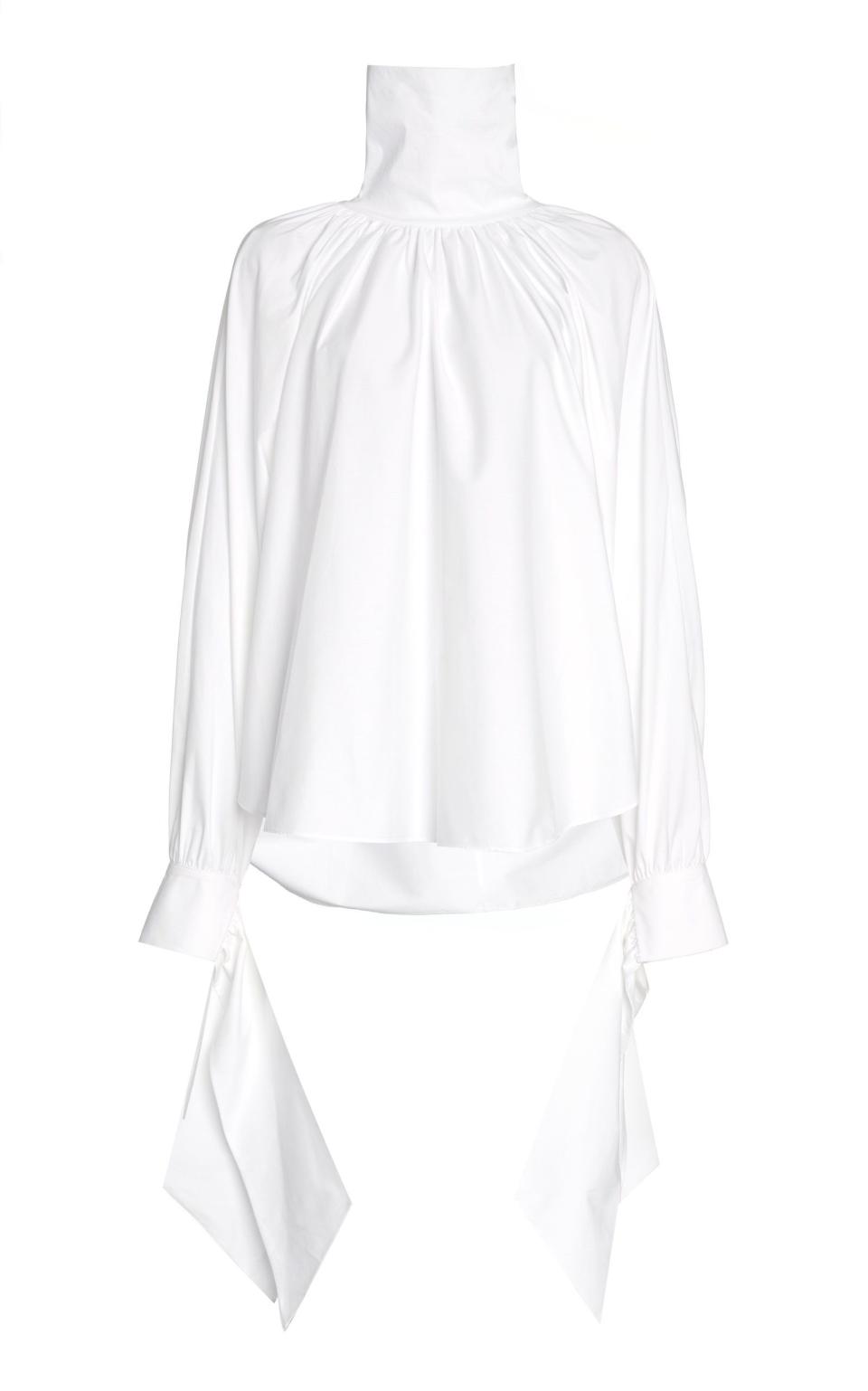 Jodie High-Neck Cotton-Blend Poplin Shirt