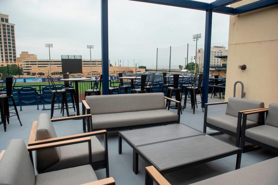 The newly renovated Renova Rooftop at Shuckers Ballpark on Friday, May 10, 2024. The rooftop is available for groups of 28 or more and features views of the water.