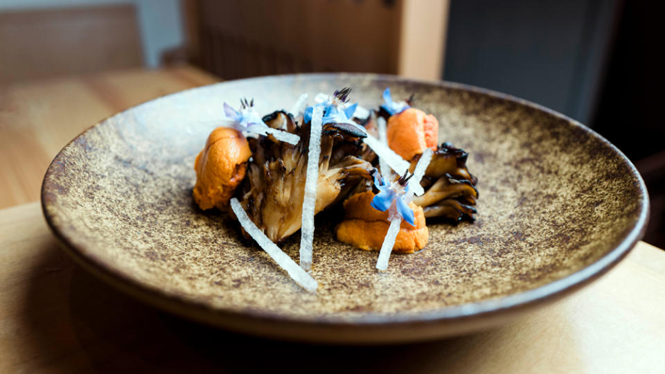 Mushrooms and uni from Kinn - Credit: Jesse Hsu Photography