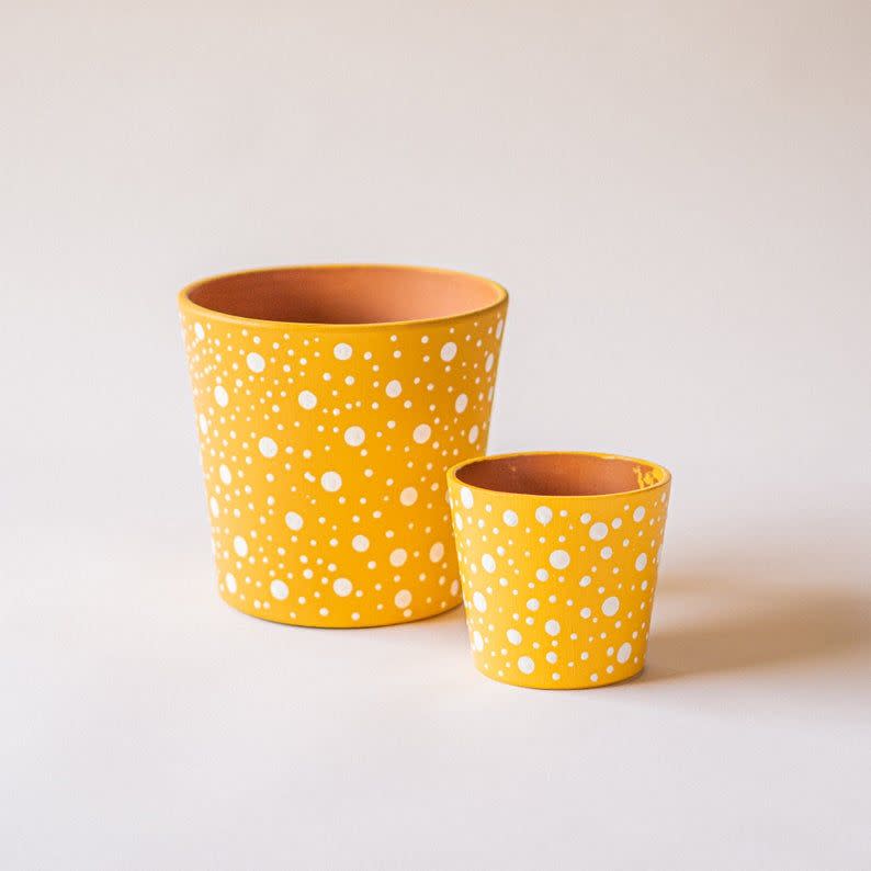 Hand-Painted Polka Dot Pots