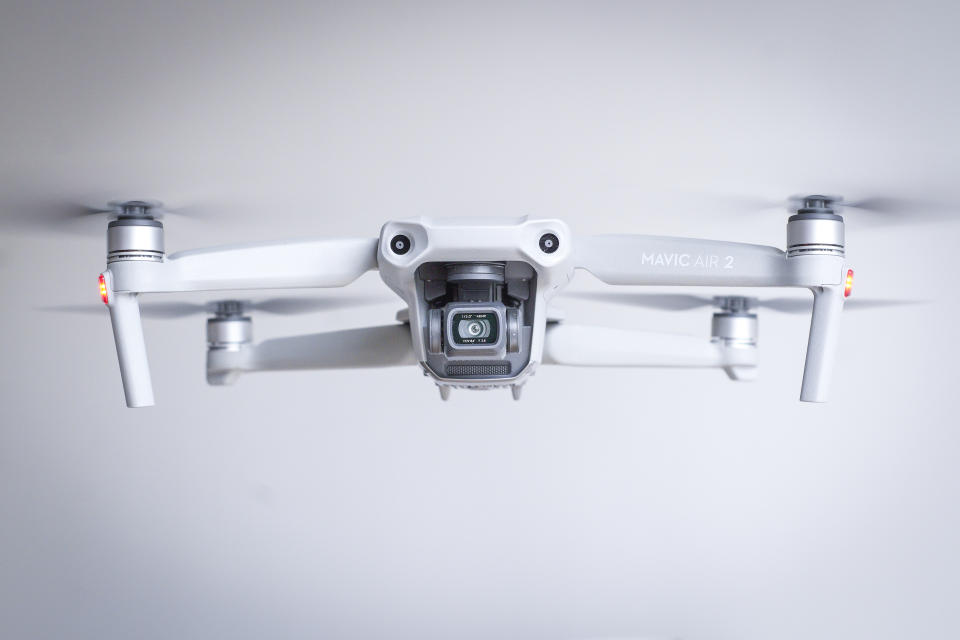 A DJI Mavic Air 2 quadcopter is seen flying indoors in Warsaw, Poland on May 23, 2020. (Photo Illustration by Jaap Arriens/NurPhoto via Getty Images)