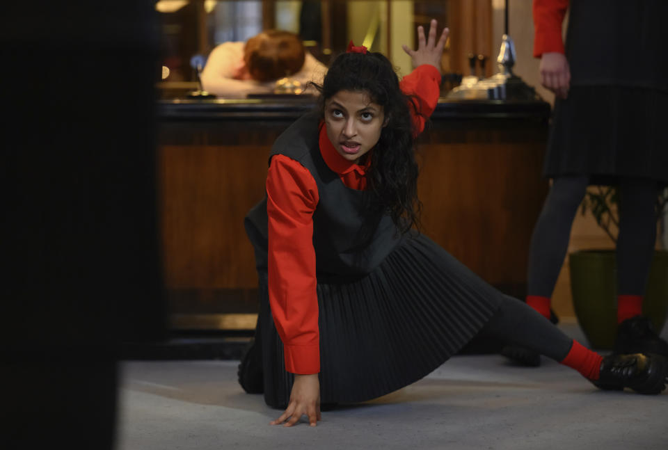 This image released by Focus Features shows Priya Kansara in a scene from "Polite Society." (Parisa Taghizadeh/Focus Features via AP)