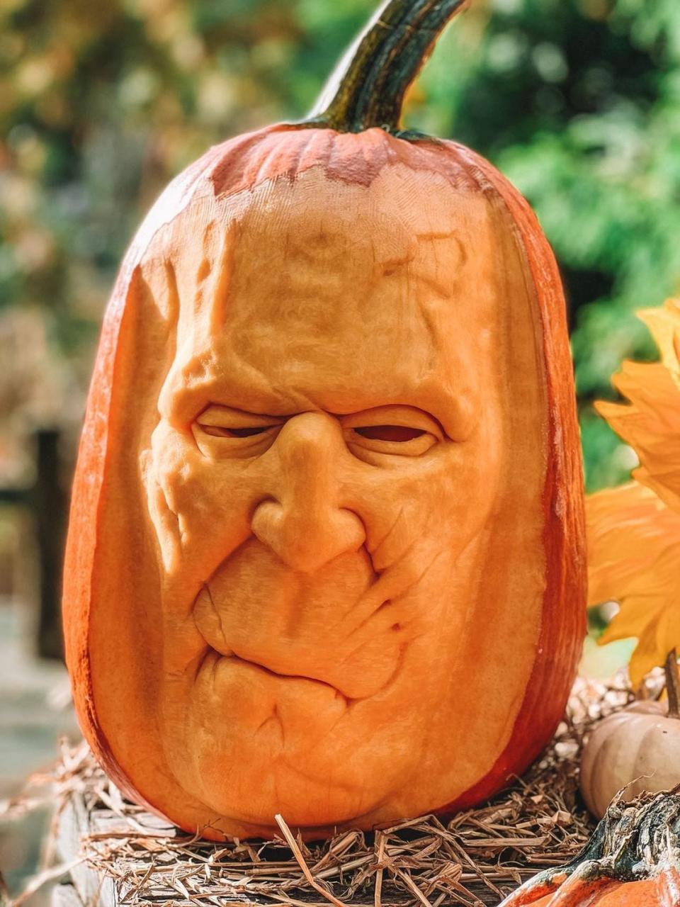 One of the creations of Adam Bierton, a Rochester, New York based professional pumpkin carver and restaurant owner.