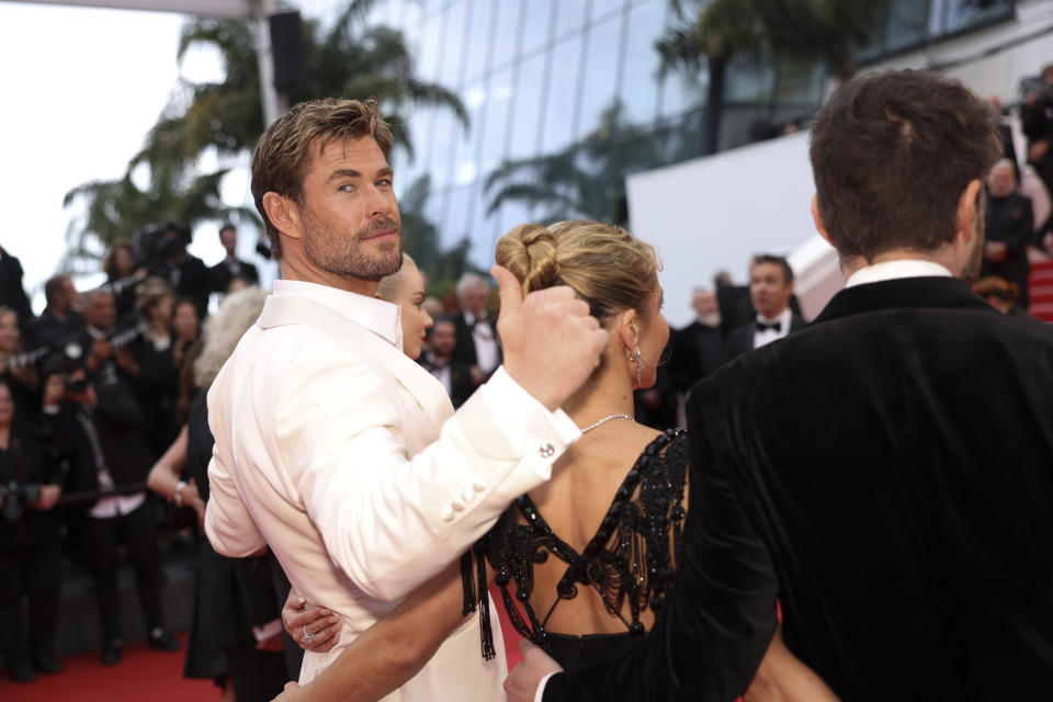 Chris Hemsworth poses for photographers upon arrival at the premiere of the film 'Furiosa: A Mad Max Saga' at the 77th international film festival, Cannes, southern France, Wednesday, May 15, 2024. (Photo by Vianney Le Caer/Invision/AP)