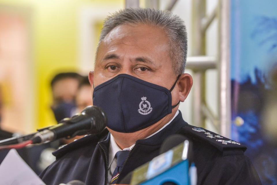 Criminal Investigation Department director Datuk Seri Abd Jalil Hassan speaks during a press conference at the Gombak district police headquarters September 24, 2021. — Picture by Miera Zulyana