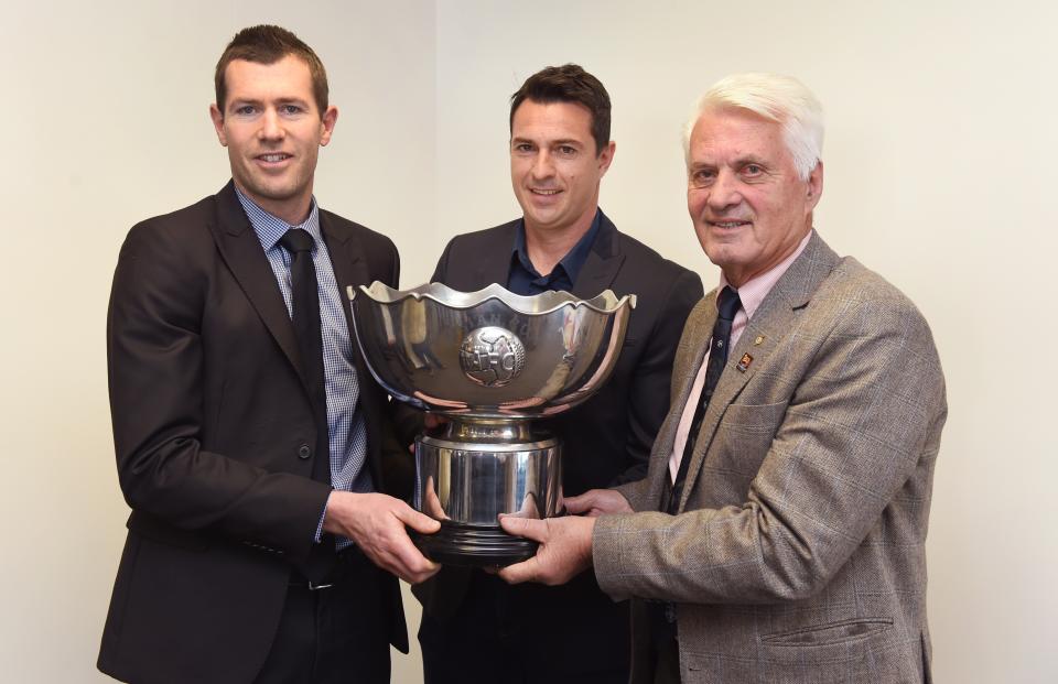 Rale Rasic (pictured right) alongside former football players Brett Emerton (pictured left) and Paul Okon (pictured middle).