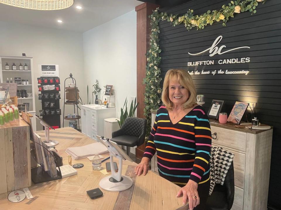 Linda Bellinger lived on Hilton Head for 20 years until two years ago, when she moved to Bluffton. She works at Bluffton Candles, where she was photographed Feb. 22, 2024.