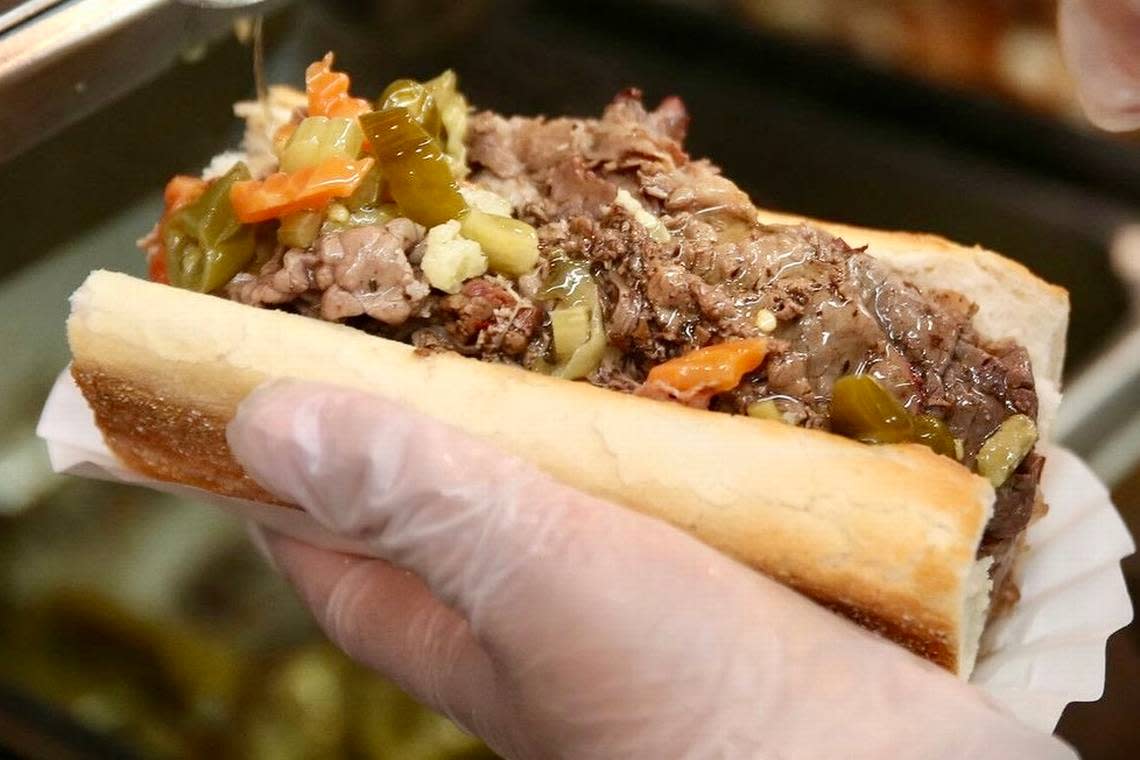 An Italian beef sandwich at Portillo’s.