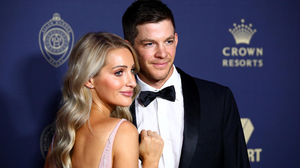 Tim Paine, pictured here with wife Bonnie at the 2020 Cricket Australia Awards.