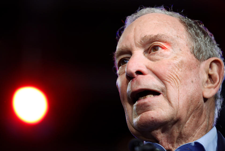 Michael Bloomberg speaks at his Super Tuesday night rally in West Palm Beach, Florida, U.S., March 3, 2020. (Marco Bello/Reuters)