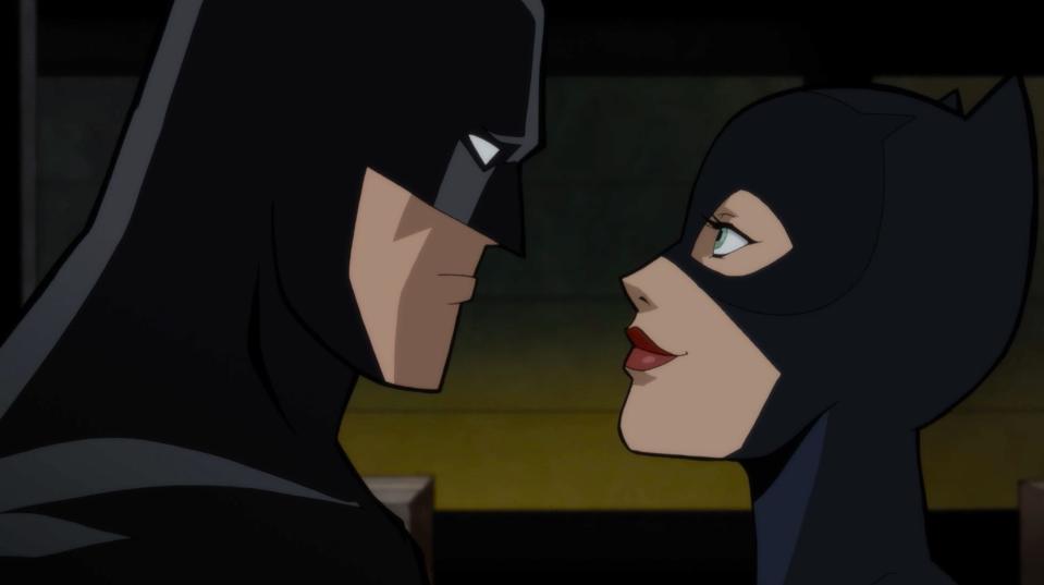 Batman (voiced by Jensen Ackles) and Catwoman (Naya Rivera) team up to take on a serial killer in the DC animated movie 