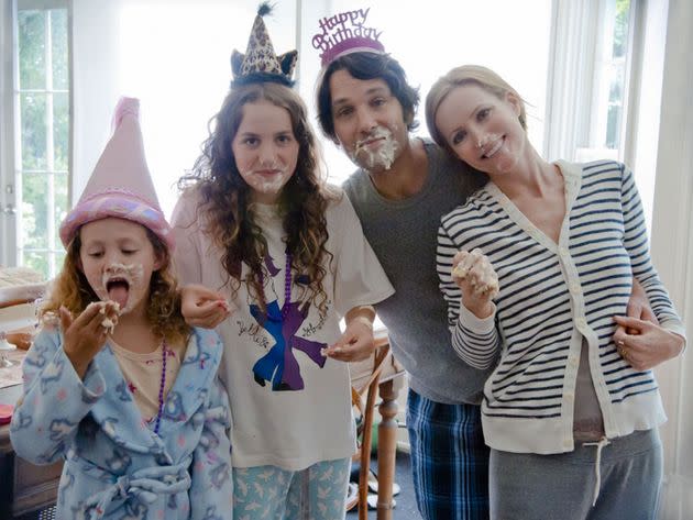 From left: Iris Apatow, Maude Apatow, Rudd and Mann in a promotional photo for 