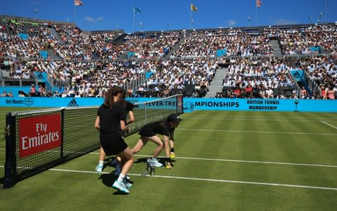 Ball girls in action during the Championships at Queens Club, June 2018 - Credit: Marc Atkins /Getty