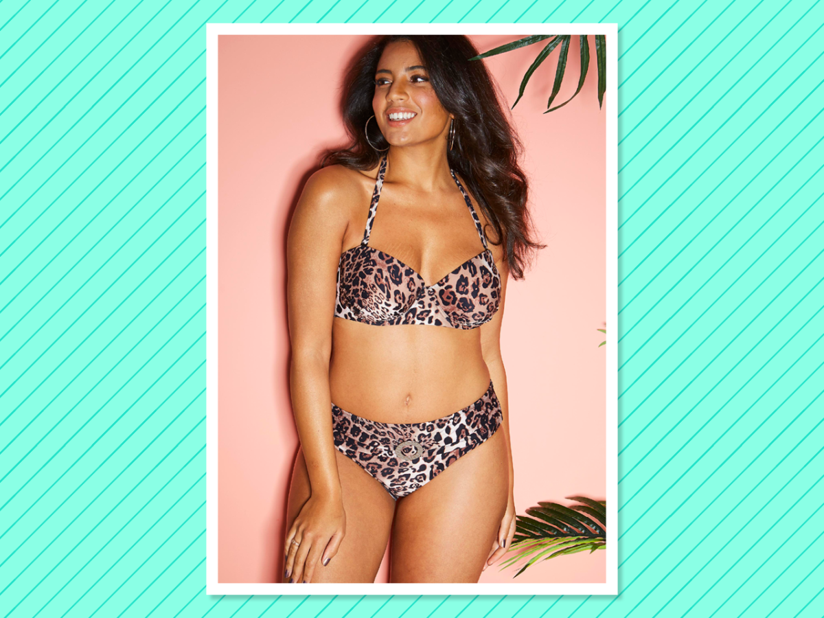 Leopard Fruit Print Ruched Cup Bikini Top