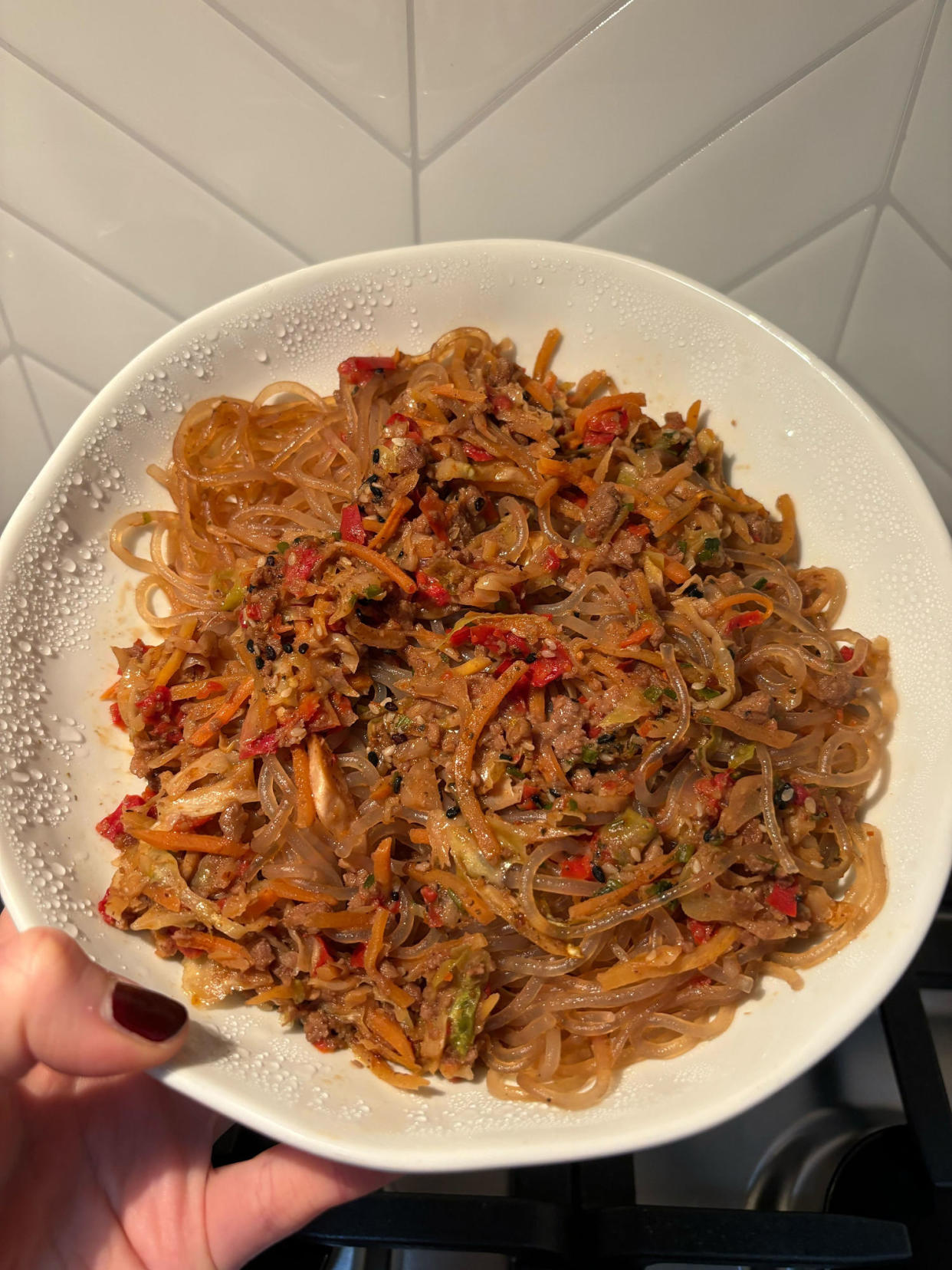 Sunbasket noodle bowl with Impossible Beef (Zoe Malin)