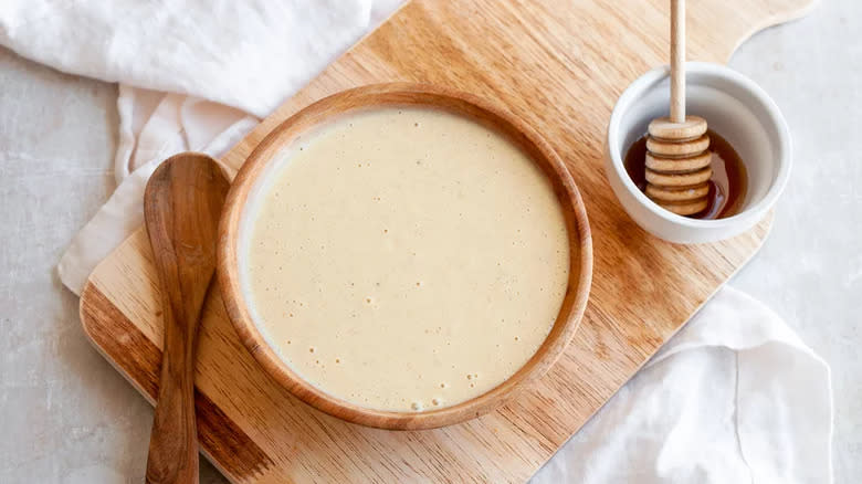 Bowl of honey mustard sauce